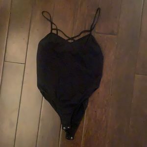 Black criss cross bodysuit